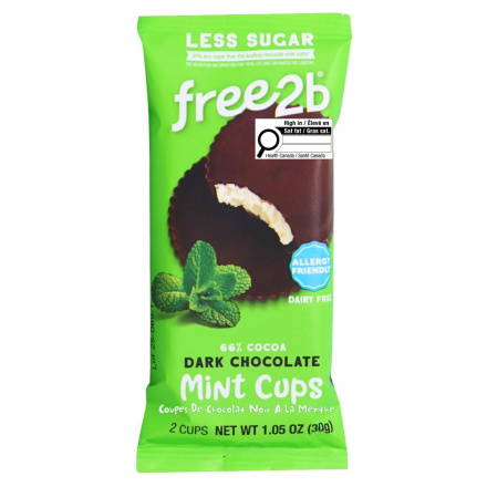 Front of Free2b Dark Chocolate Mint Cups Sun Cups - Dairy Free Chocolate - Nut Free Chocolate - Peanut Free Chocolate