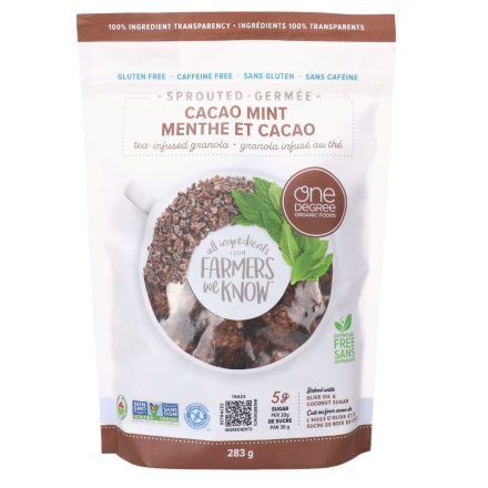 Front of One Degree Organic Foods Tea-Infused Granola Cacao Mint