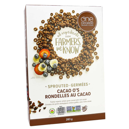 Front of One Degree Sprouted Gluten-Free Cacao O's, 283g