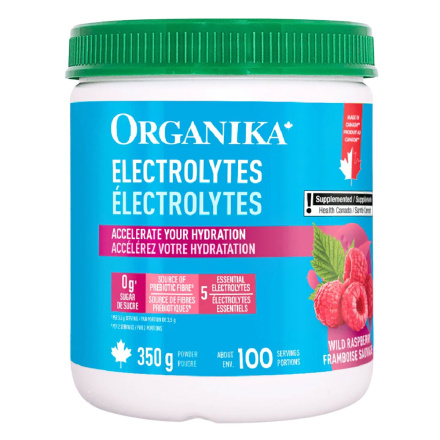 Front of Organika Sugar-Free Electrolyte Mix Wild Raspberry - Electrolyte Drink - Best Electrolyte Drink - Natural Electrolyte Drink