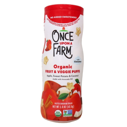 Once Upon a Farm Organic Fruit & Veggie Puffs Apple, Sweet Potato & Coconut, 42.5 g Front