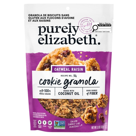Front of Purely Elizabeth Cookie Granola Gluten-Free Granola Oatmeal Raisin - Gluten Free Granola - Cookie Granola - Granola Clusters