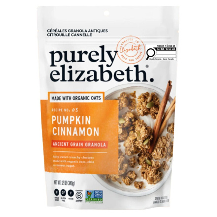 Front of Purely Elizabeth Ancient Grain Granola Cereal Pumpkin Cinnamon - Granola Clusters - Vegan Granola - Healthy Granola Clusters