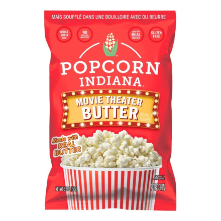 Front of Popcorn Indiana Gluten-Free Kettle Corn Movie Theatre Butter Popcorn - Gluten-Free Popcorn - Popcorn Butter - Salted Butter Popcorn