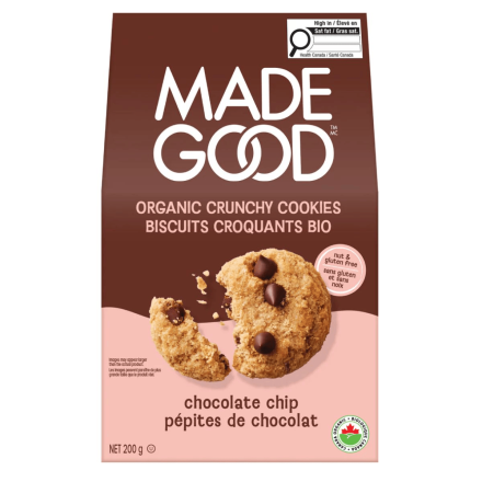 Front of Made Good Allergen-Free Cookie Chocolate Chip - Gluten Free Cookies - Allergen-Free Cookies - Low-Sodium Cookies 