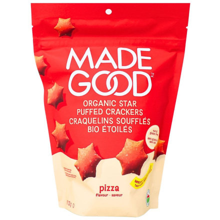 Front of MadeGood Gluten-Free & Organic Star Puffed Crackers Pizza - Baby Crackers - Kids Crackers - Gluten Free Crackers