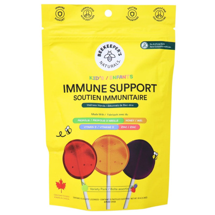 Front of Beekeeper’s Naturals Kid’s Pop Lozenges Green Apple + Strawberry + Mixed Berry With Elderberry - Low Sugar Lozenges - Propolis For Sore Throat - Propolis Cough Drops