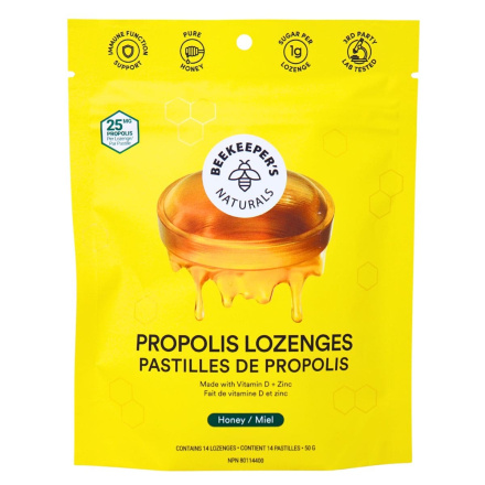 Front of Beekeeper's Naturals Low Sugar Propolis Lozenges Honey - Honey Cough Drops - Propolis Honey - Propolis For Cough