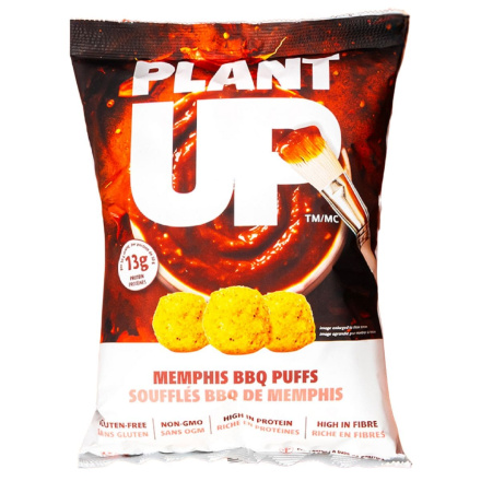 Front of Plant Up High Protein Puffs Memphis BBQ - Keto Cheese Balls - Protein Cheese Puffs - High Protein Cheese Balls
