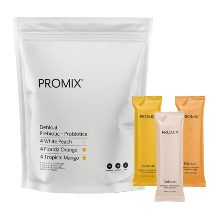 PROMIX Debloat Prebiotic + Probiotics Variety Pack, 12 Packets Front