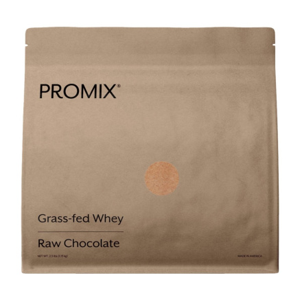 PROMIX Grass-Fed Whey Protein Powder Raw Chocolate, 1.13 kg Front