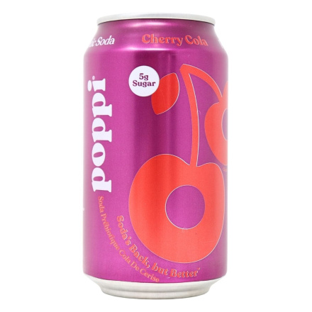 Front of Poppi Prebiotic Soda Cherry Cola - Gut Health Soda - Prebiotic Soda Canada - Poppi Drink