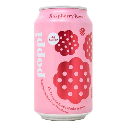Front of Poppi Prebiotic Soda Raspberry Rose - Gut Health Drink - Prebiotic Soda Canada - Poppi Drink