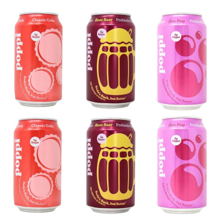 Front of Poppi Prebiotic Soda The Old-School Classics Variety Pack