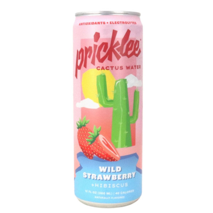 Front of Pricklee Superfruit Water Strawberry Hibiscus, 360mL