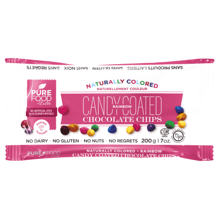 Pure Food by Estee Naturally-Coloured Candy Coated Chocolate Chips Rainbow, 200g - Chocolate Sprinkles, Rainbow Chocolate Chip
