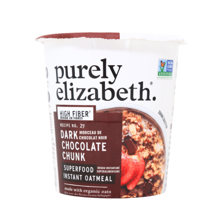 Purely Elizabeth Instant Superfood Oatmeal Cup Dark Chocolate Chunk Front