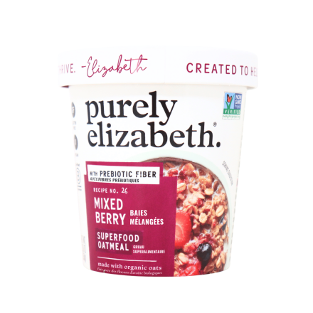 Purely Elizabeth Instant Superfood Oatmeal Cup Mixed Berry with Prebiotic Fiber Canada Front