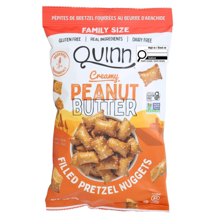 Front of Quinn's Snacks Gluten Free Pretzels - Stuffed Pretzels - Peanut Butter Pretzels