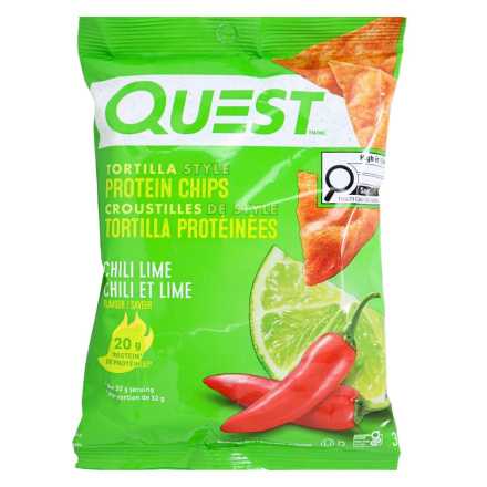 Front of Quest Protein Tortilla Chips Chili Lime - Protein Chip - Keto Chip - Spicy Tortilla Chips