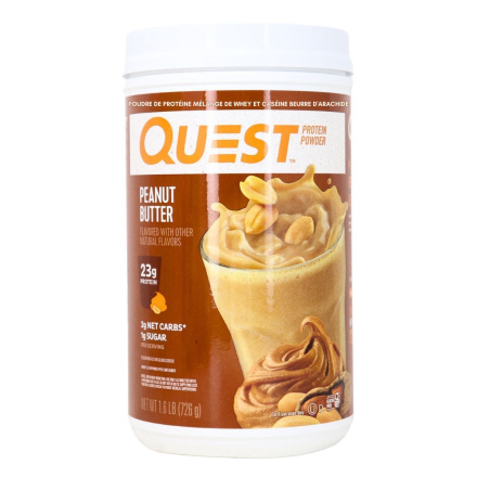 Front of Quest Whey Casein Blend Protein Powder Peanut Butter - Gluten Free Protein Powder - Gluten Free Peanut Butter Protein - No Sugar Added Protein Powder