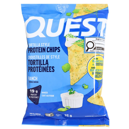 Front of Quest Protein Tortilla Chips Ranch - Protein Chips - Keto Chips - Ranch Tortilla Chips