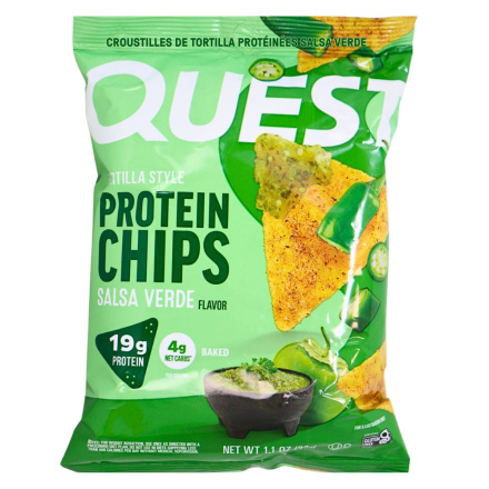 Front of Quest Protein Tortilla Chips Salsa Verde - Quest Protein Chips - Protein Chips - Salsa Verde