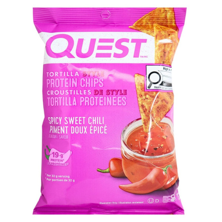 Front of Quest Protein Chips Spicy Sweet Chili - Protein Chips - Keto Chips - Spicy Tortilla