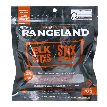 Front of Meat Chops Free Range Elk Stixs Naturally Wood Smoked - Elk Meat - High Protein Snack Ideas - Meat Snack
