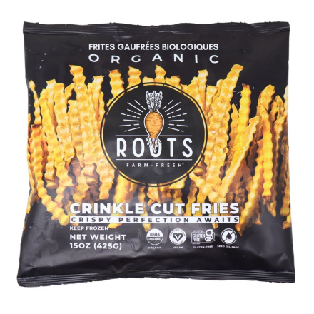 Roots Farm Fresh Organic Crinkle Cut Fries Front of bag
