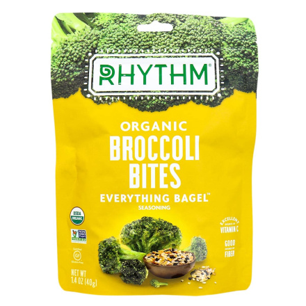 Front of Rhythm Superfoods Organic Broccoli Bites Everything Bagel, 40g