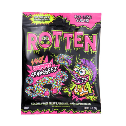 Rotten Gut-Friendly Candy With Prebiotic Fibre Gummy Cruncheez Sour Canada Front