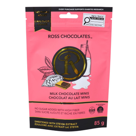 Front of Ross Chocolates No Added Sugar Chocolate Keto Milk Chocolate Bar Diabetic Chocolates