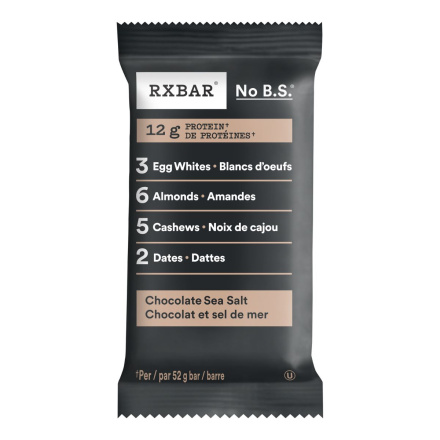 Front of RX bar chocolate sea salt - Clean Protein Bar - Gluten Free Protein Bar - Dates Protein Bar