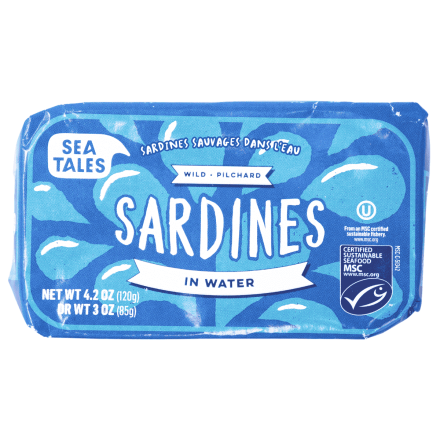 Sea Tales Wild Pilchard Sardines In Water, 120g - Wild Sardines in Water, Best Sardines in Canada