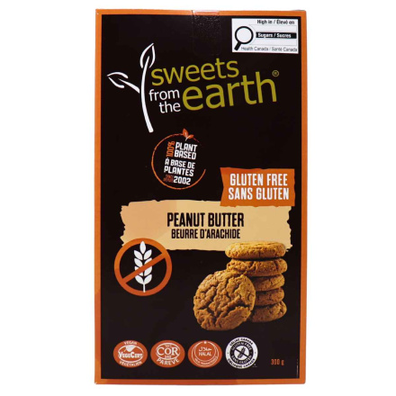 Front of Sweets From The Earth Vegan Peanut Butter Cookies, 300g