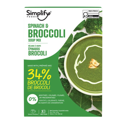 Simplify Foods Instant Soup Mix Spinach & Broccoli Canada Front