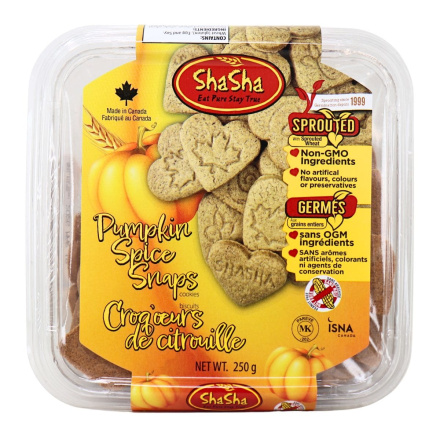 Front of ShaSha Co. Snap Cookies Pumpkin Spice -  Shasha Snap Cookies -Pumpkin Spice Cookies - Pumpkin Spice Snap