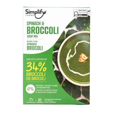 Simplify Foods Instant Soup Mix Spinach & Broccoli Canada Front