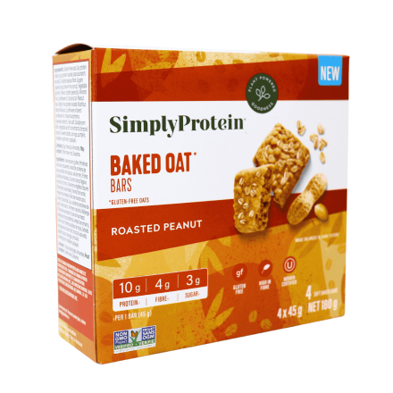Simply Protein Gluten Free Soft-Baked Oat Bars Roasted Peanut, 4 Pack