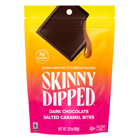 Skinny Dipped Low Sugar Dark Chocolate Salted Caramel Bites Canada Front