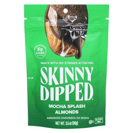 Front of Skinny Dipped Almonds Mocha Splash - Sugar Coated Almonds - Mocha Almonds - Skinny Dip Canada