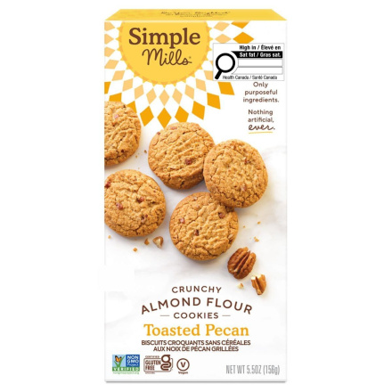 Front of Simple Mills Crunchy Almond Flour Cookies Toasted Pecan