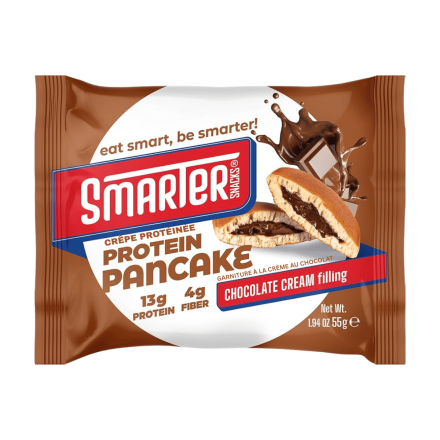 Front of Smarter Snacks Protein Pancake With Chocolate Cream Filling - Protein Powder Pancake - Pancakes Protein Powder - High Fibre Pancake