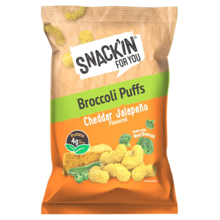 Front of Snackin For You Broccoli Puffs Cheddar Jalapeno