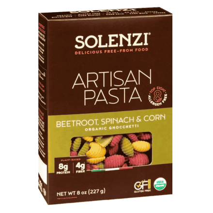 SOLENZI Gluten Free Artisan Pasta Beetroot Spinach & Corn Gnocchetti, 227g - Solenzi Canada, Solenzi Pasta, GF Pasta