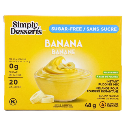 Front of Simply Delish Keto Natural Banana Flavour Instant Pudding - Keto Desserts - Low Sugar Desserts - Low Carb Desserts