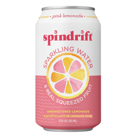 Front of Spindrift Sparkling Water - Spindrift Drink - Spindrift Beverages - Sparkling Pink Lemonade - Sparkling Lemonade
