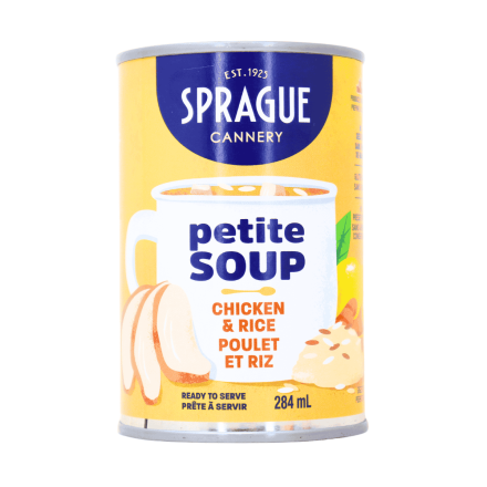 Sprague Ready-To-Serve Gluten-Free Petite Soup Chicken & Rice, 284ml - Sprague Soup Where To Buy, Gluten-Free Soup, Canned Soup, Soup Can