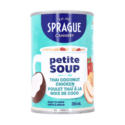 Sprague Ready-To-Serve Gluten-Free Petite Soup Thai Coconut Chicken, 284ml - Sprague Soup, Sprague Soup Where To Buy, Gluten-Free Soup, Canned Soup, Soup Can, Canned Gluten Free Soup